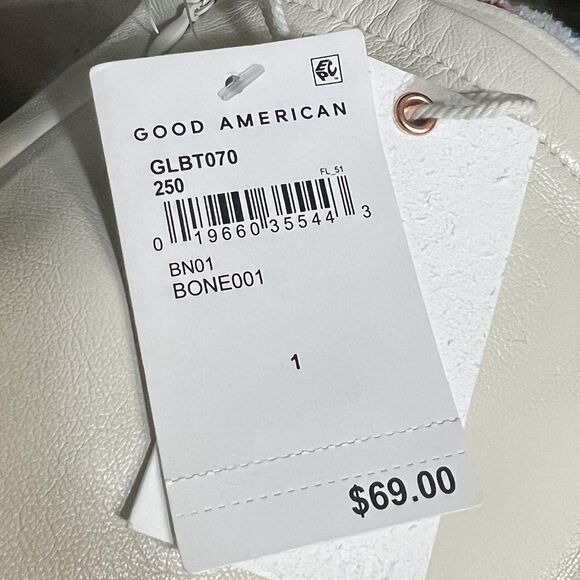 Good American Faux Leather Bandeau Top Womens Small (1) Bone Strapless GLBT070 - Picture 6 of 10